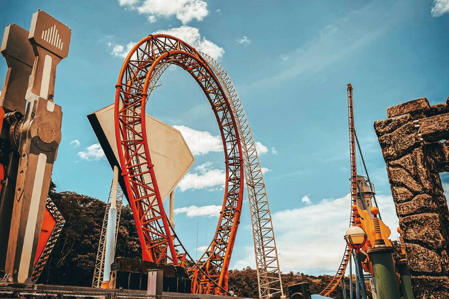 Looping no parque de Hopi Hari, no Brasil